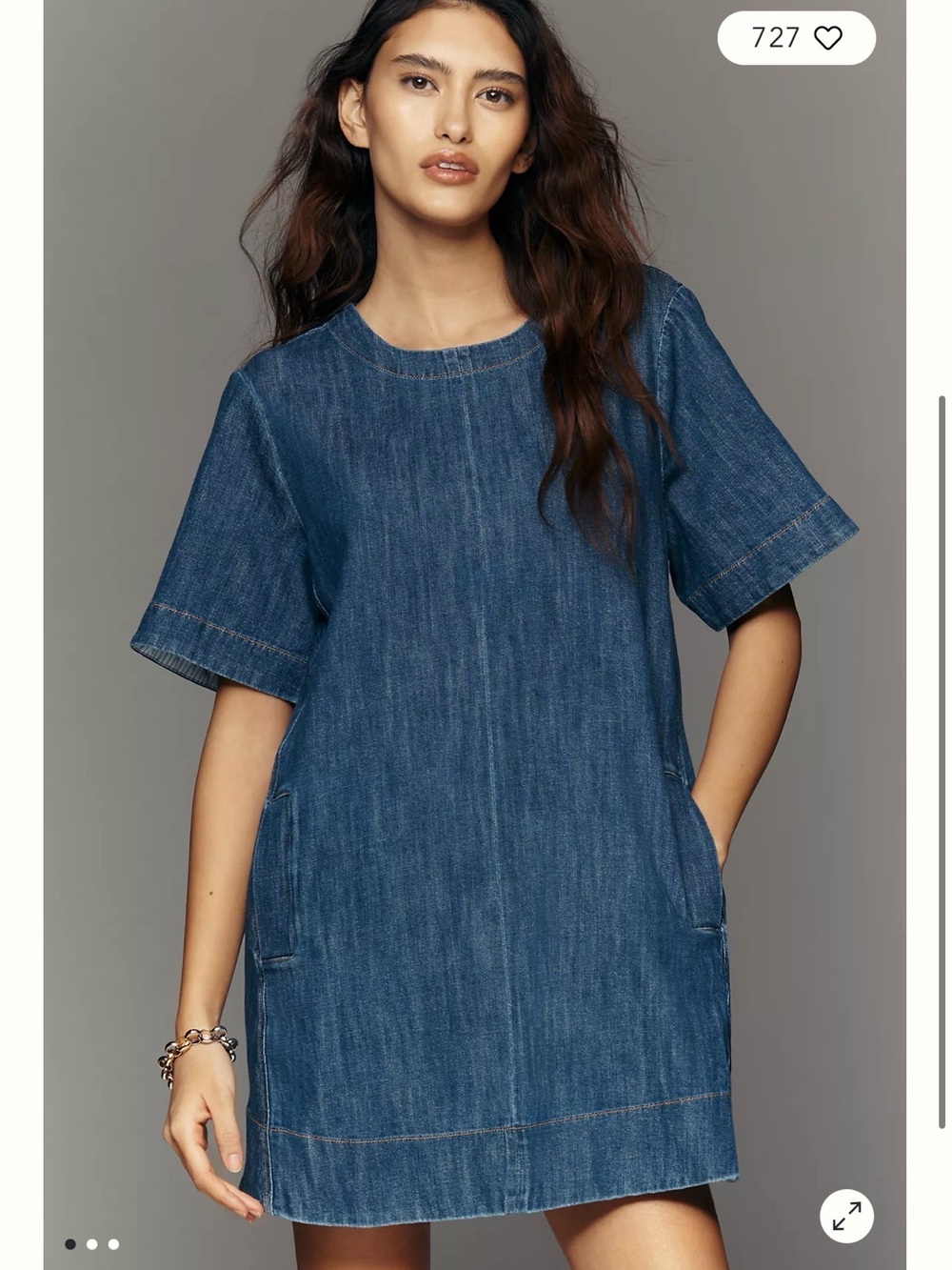Maeve Anthropologie The Emmy Denim Mini Dress A-Line Pocket Shift Dress